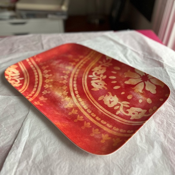 2 NWT Presidents Choice Tray set 18” and 15” French red gold patio melamine - Picture 6 of 10